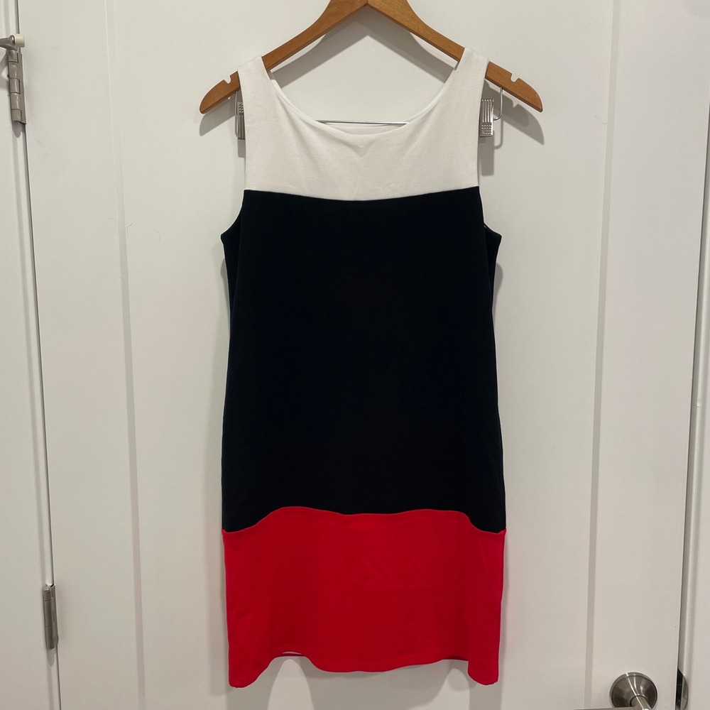 BAILEY 44 NWT Color Block Sleeveless Sheath Dress‎ White Black Red Size Small
